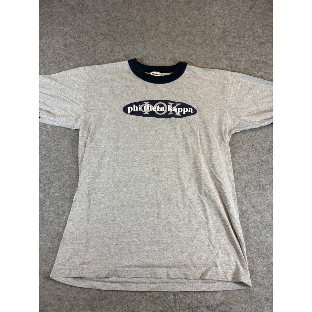 Vintage Phi Theta Kappa Graphic Ringer Tee Mens Large Gray College Streetwear